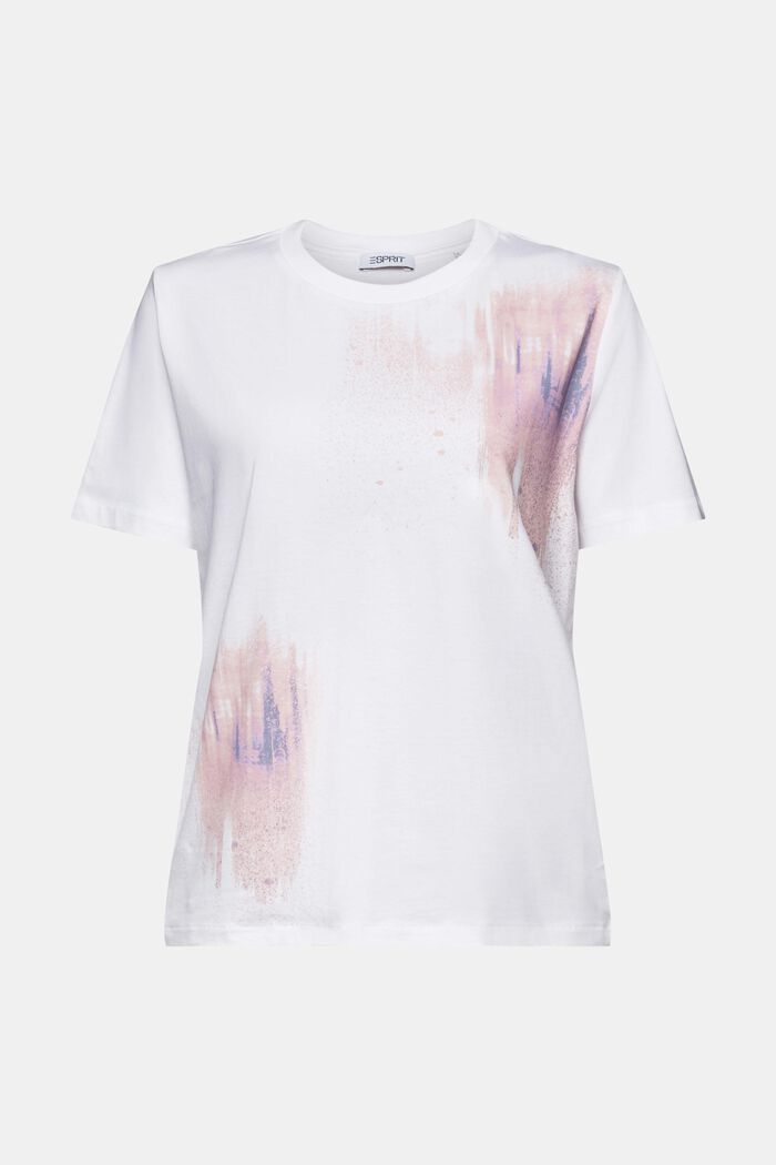 Bomulls-T-shirt med grafiskt tryck, WHITE, detail image number 6