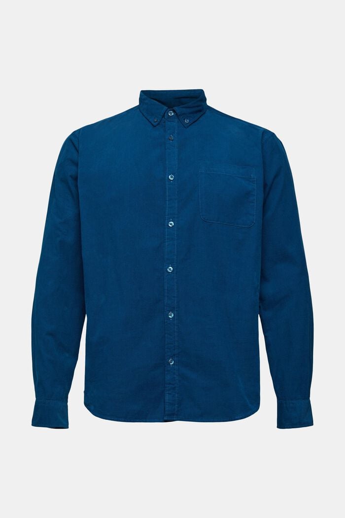 Button down-skjorta i manchester, PETROL BLUE, overview