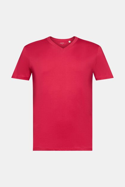 V-ringad T-shirt i bomull med smal passform