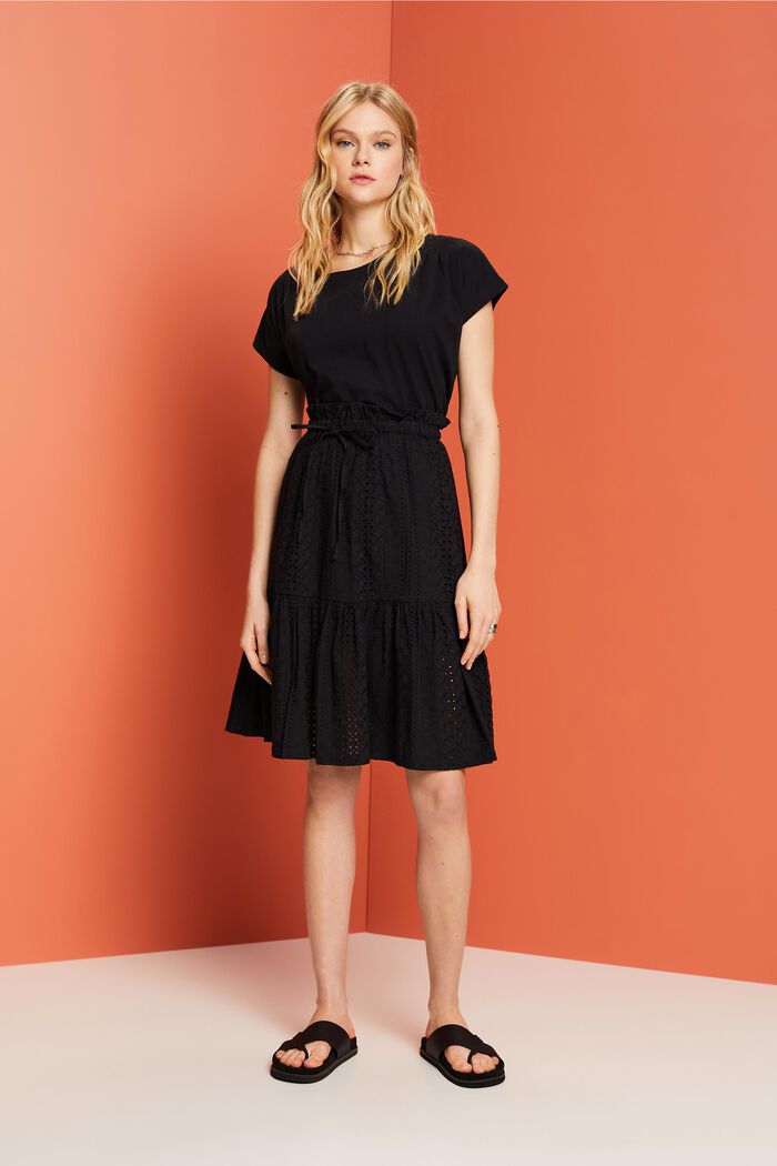 Broderad kjol, LENZING™ ECOVERO™, BLACK, detail image number 4