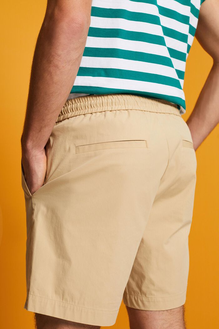 Dra-på-shorts i bomullspoplin, SAND, detail image number 4