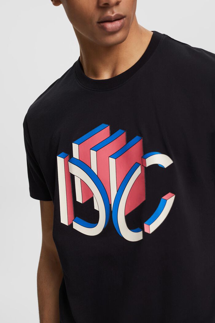T-shirt i jersey med grafiskt 3D-logotryck, BLACK, detail image number 1