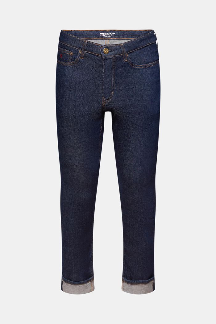 Slim-jeans med stadkant och medelhög midja, BLUE RINSE, detail image number 7