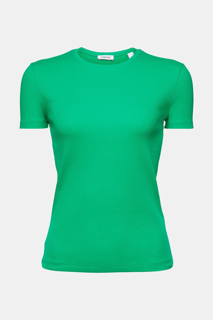 T-shirt i bomullsjersey med rund ringning, GREEN, detail image number 6