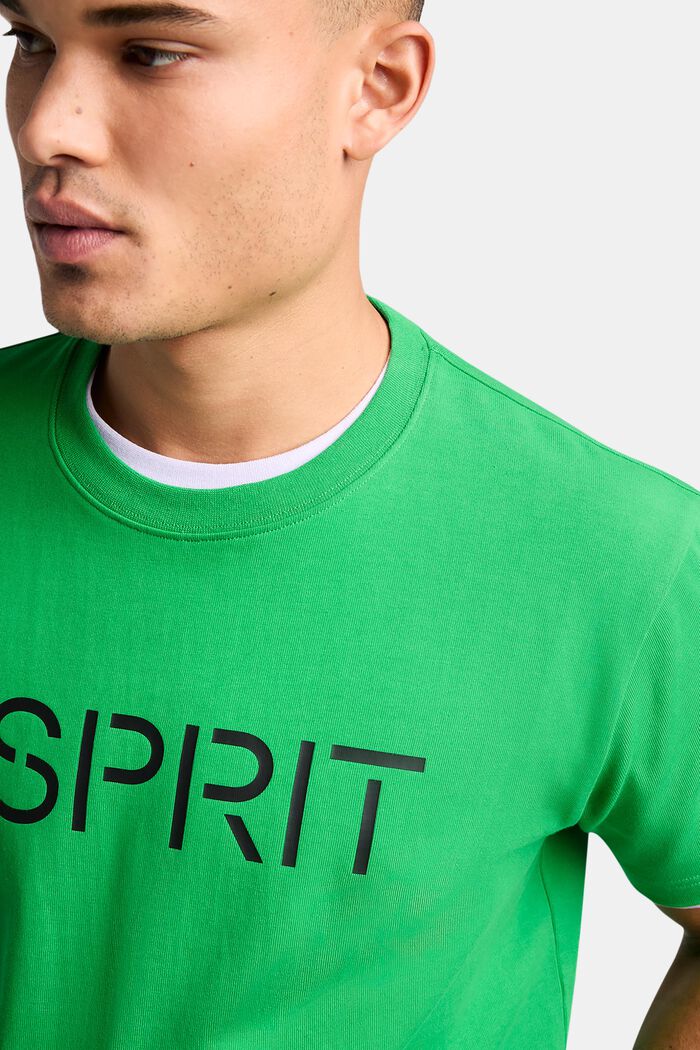 T-shirt i bomullsjersey med logo, unisexmodell, GREEN, detail image number 2