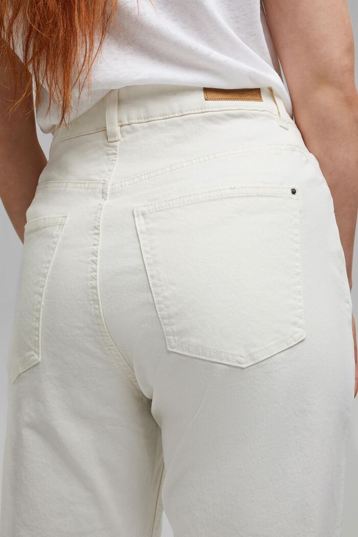 Kortare jeans med hög midja, ekobomull, OFF WHITE, detail image number 2