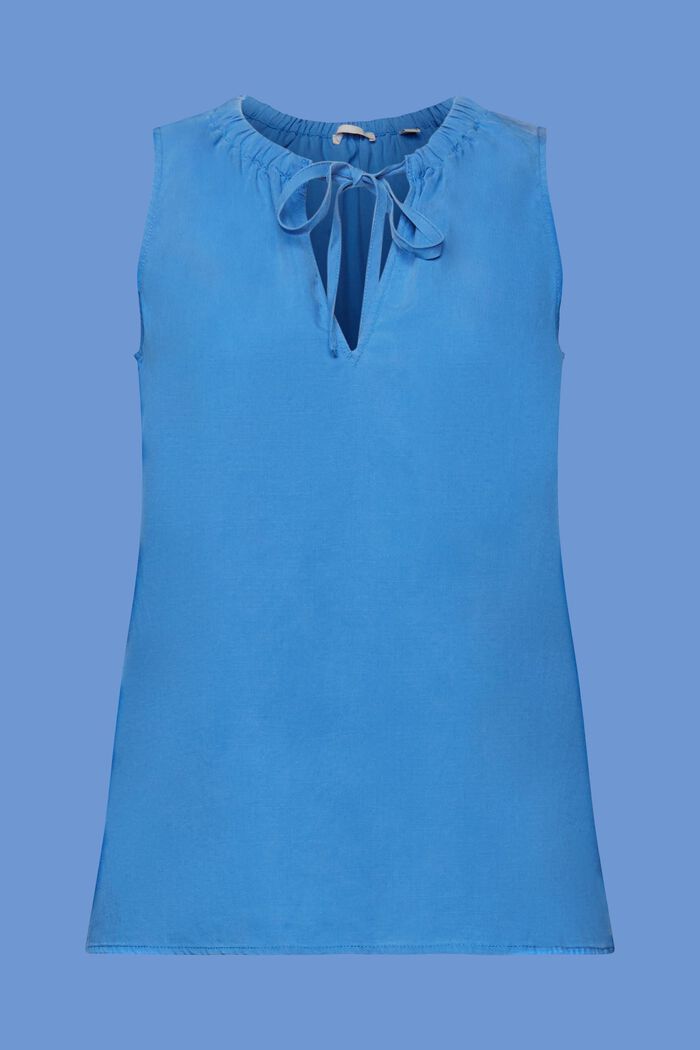 Ärmlös blus med resår i kragen, BRIGHT BLUE, detail image number 6