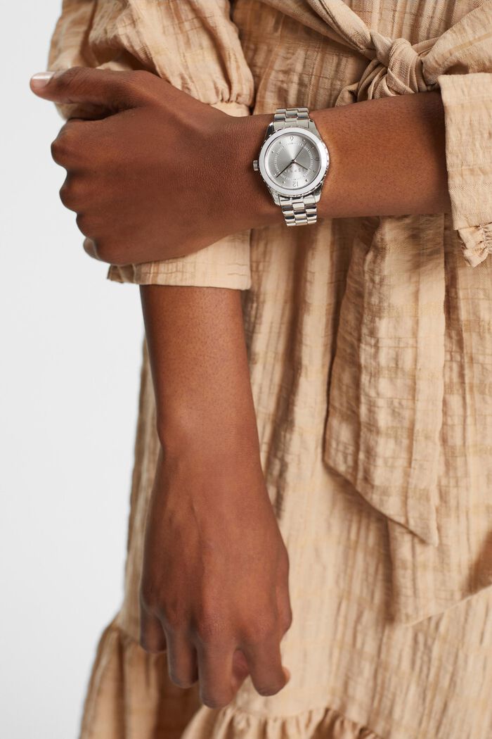 Klocka i rostfritt stål med keramisk ring, SILVER, detail image number 2