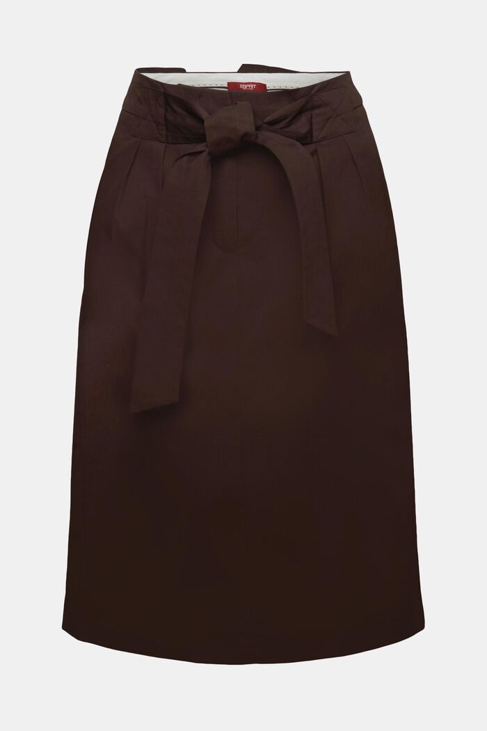 Knälång kjol med skärp, 100% bomull, DARK BROWN, detail image number 6