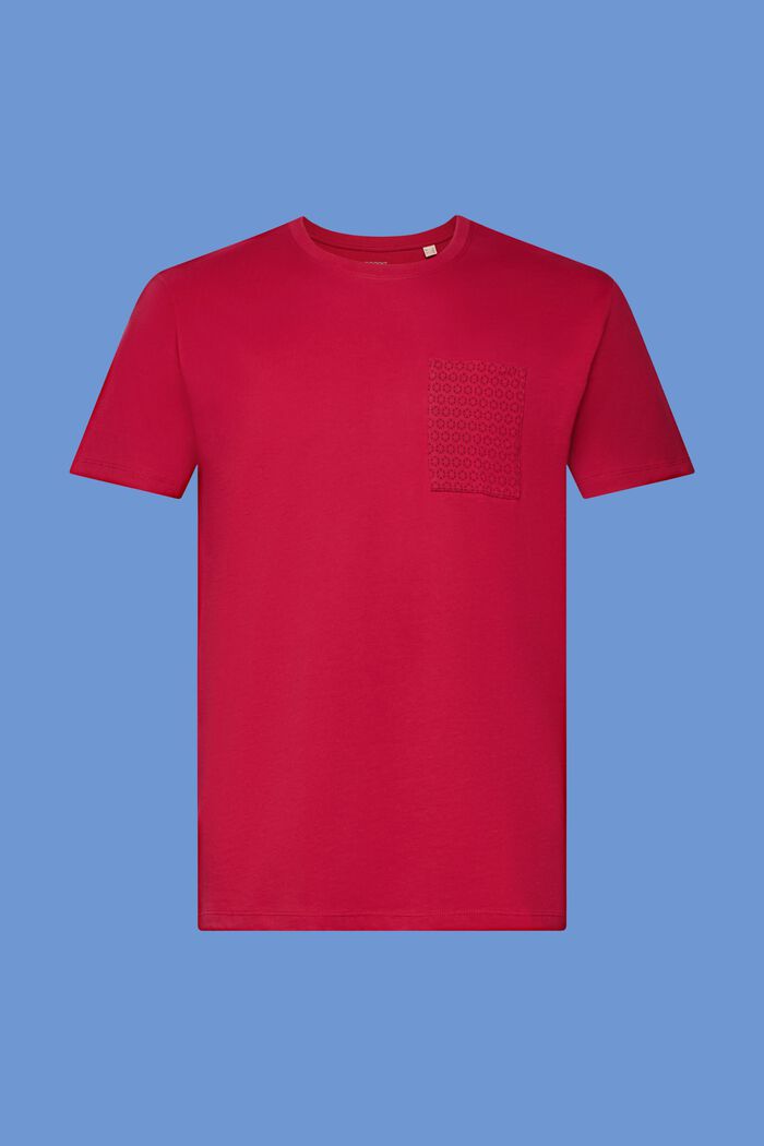 T-shirt med bröstficka i hållbar bomull, DARK PINK, detail image number 6