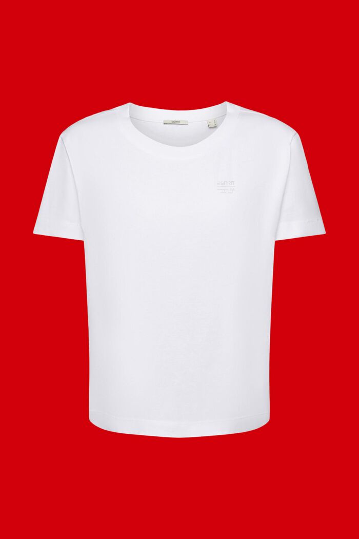 Bomulls-T-shirt med logotryck, WHITE, detail image number 6