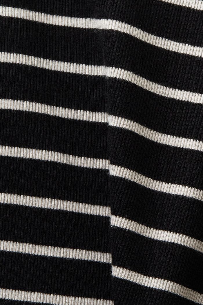 Randig ribbstickad topp, BLACK, detail image number 4