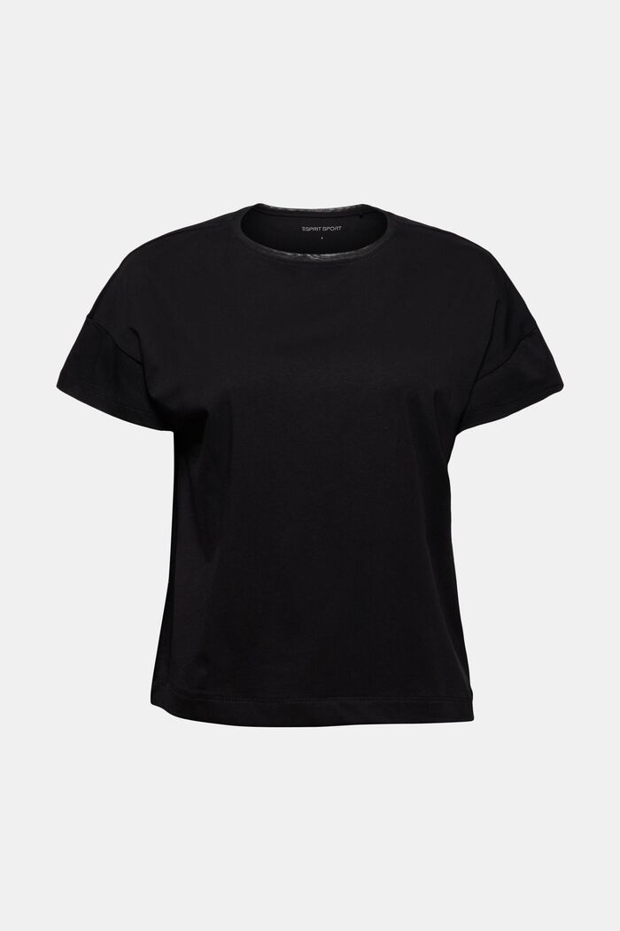 Boxformad T-shirt med mesh, ekobomull, BLACK, overview