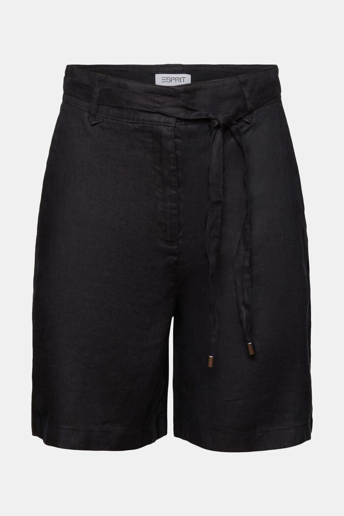 Shorts i linne med vida ben, BLACK, detail image number 7