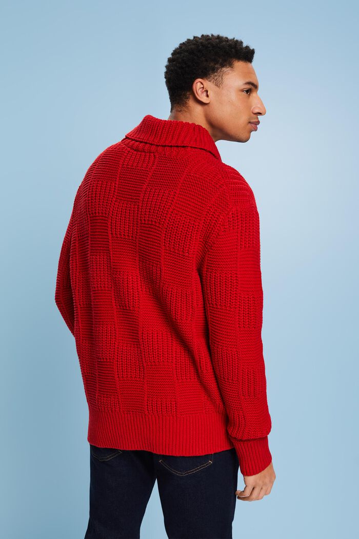 Grovstickad tröja med sjalkrage, DARK RED, detail image number 2