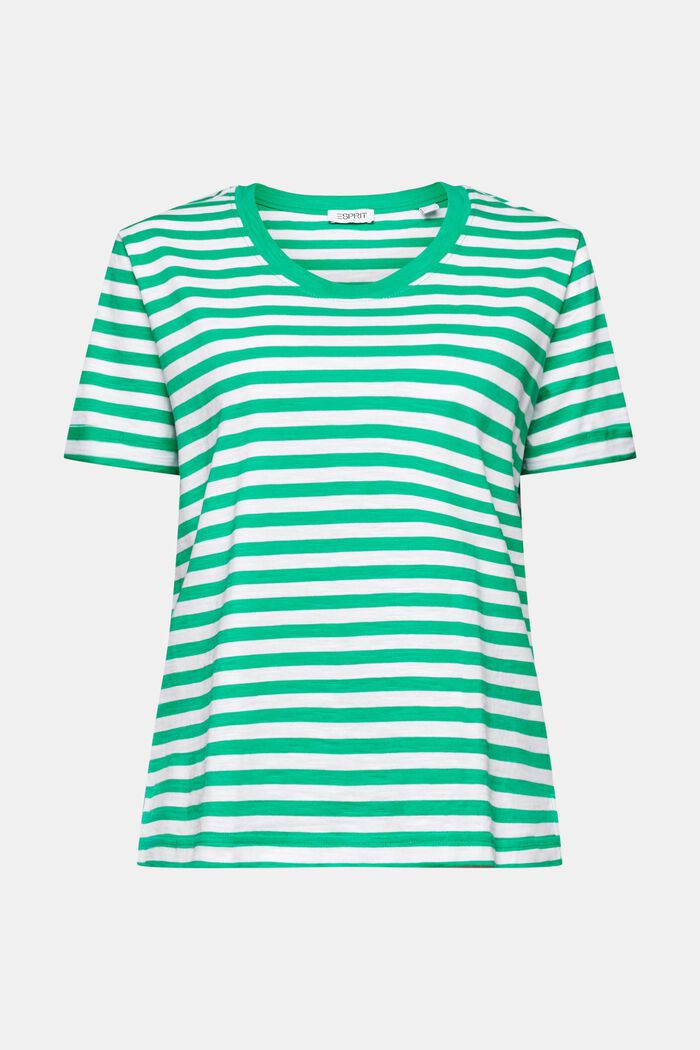 T-shirt med slub-struktur och rund ringning, GREEN, detail image number 5