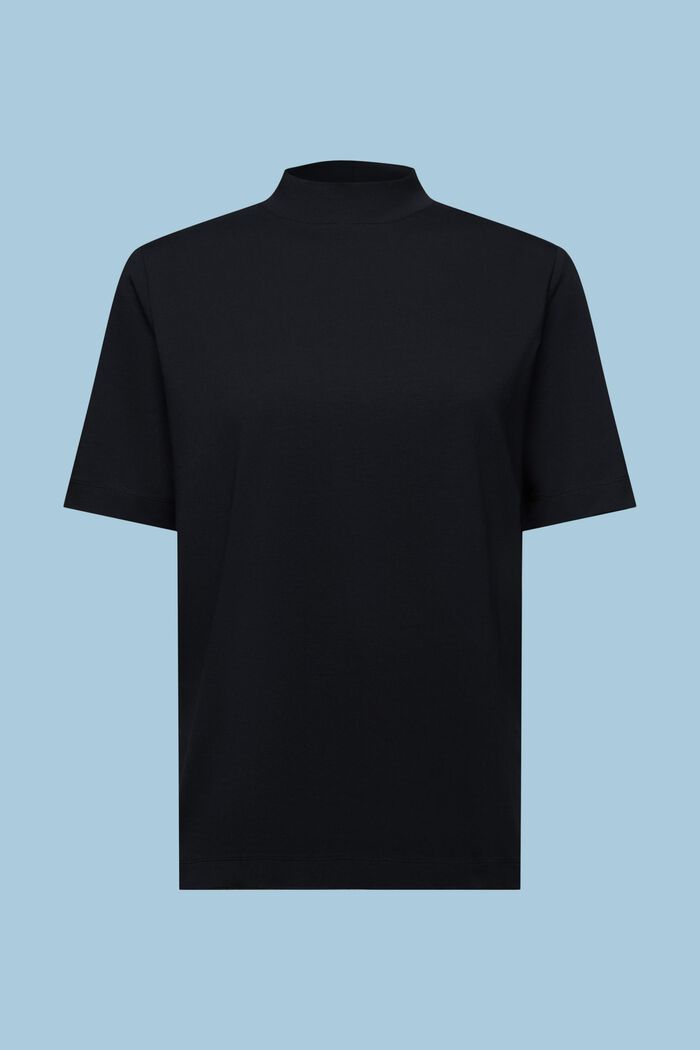 T-shirt i jersey med halvpolokrage, BLACK, detail image number 6
