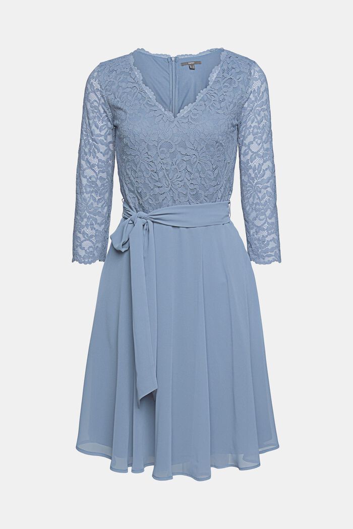 Återvunnet material: klänning med överdel av spets, GREY BLUE, detail image number 6