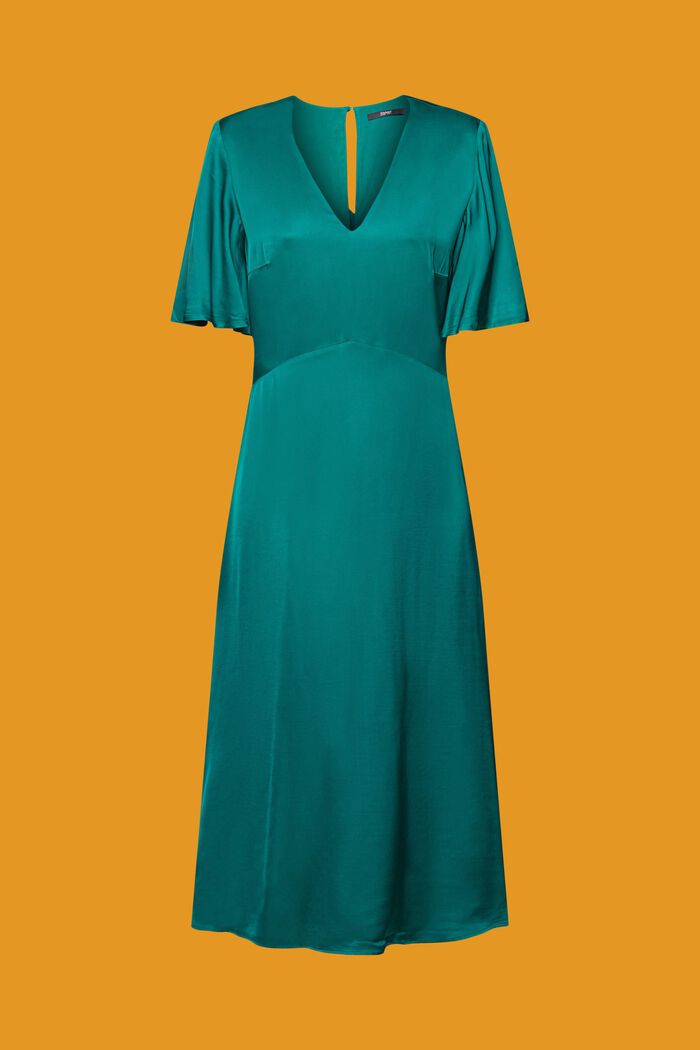 Midiklänning i satin, EMERALD GREEN, detail image number 6