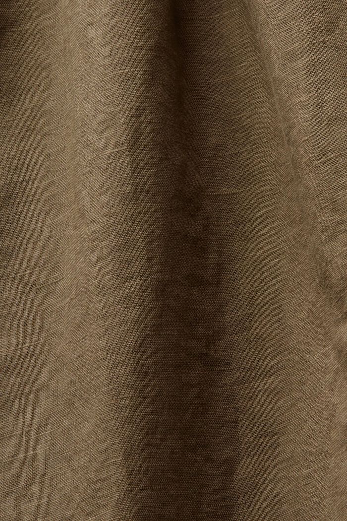 Ärmlös smockad blus i linne-bomull, KHAKI GREEN, detail image number 5
