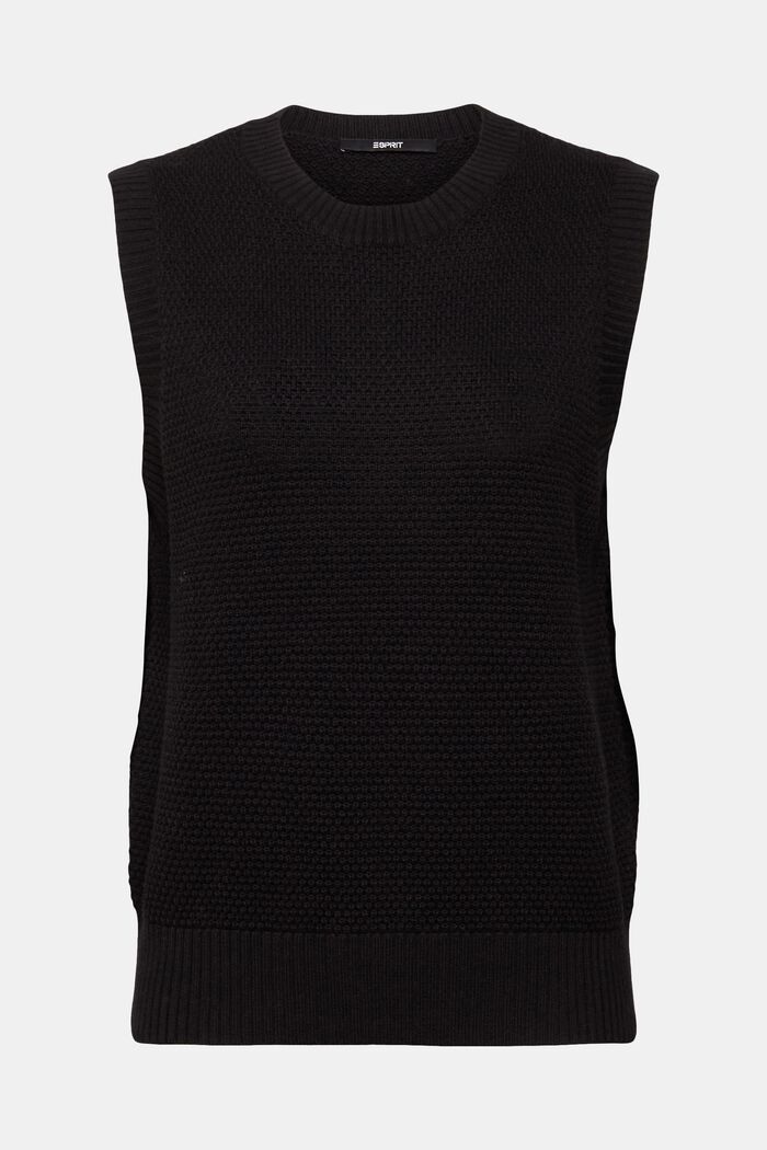 Ärmlös tröja, bomullsmix, BLACK, detail image number 6