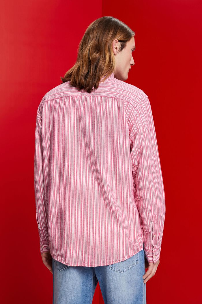Randig skjorta med linne, DARK PINK, detail image number 3