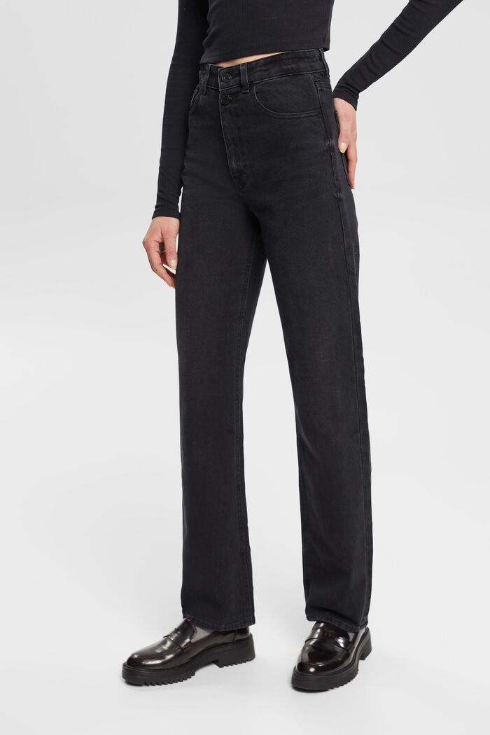 Jeans i 80-talsmodell, 100% bomull, BLACK DARK WASHED, detail image number 0