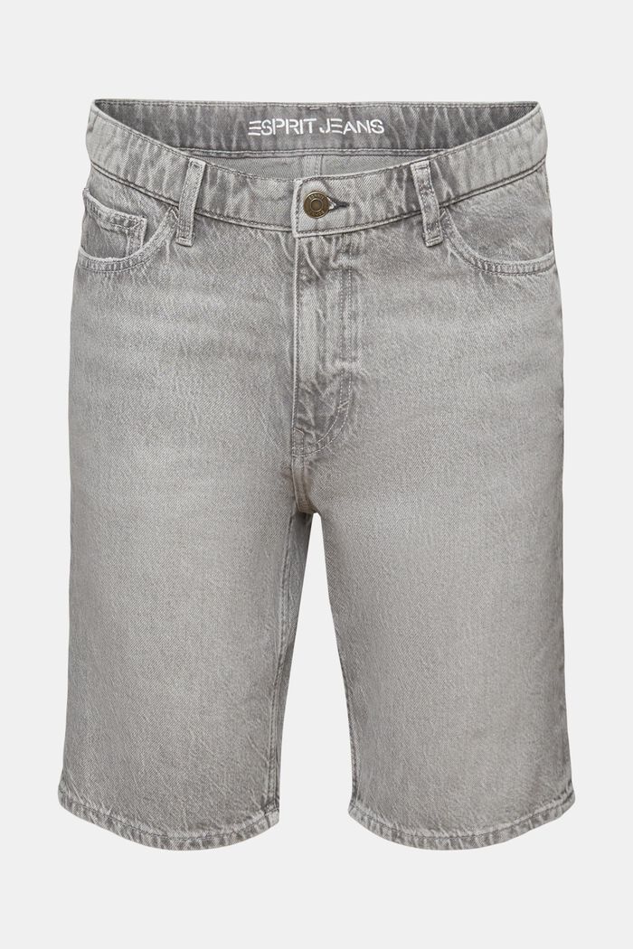 Lediga jeansshorts med medelhög midja, BLACK LIGHT WASHED, detail image number 7