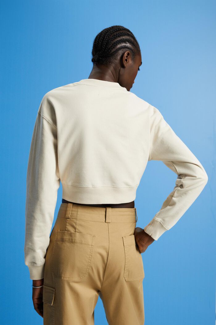 Kortare sweatshirt med knutdetalj, LIGHT TAUPE, detail image number 3