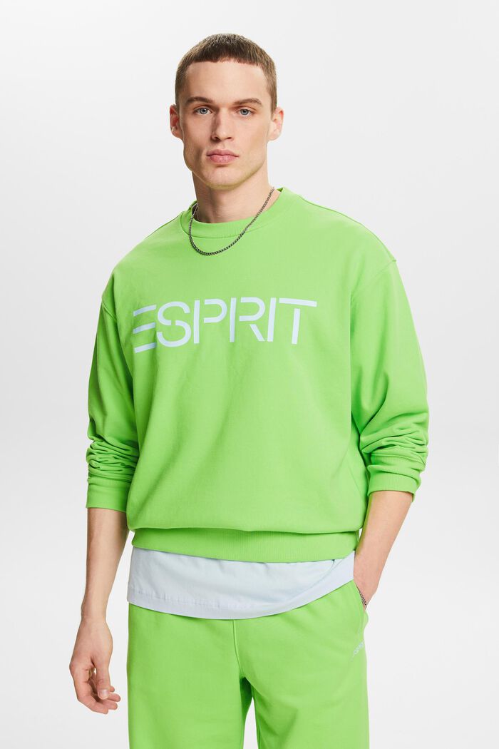 Sweatshirt med rund ringning och logo, CITRUS GREEN, detail image number 0