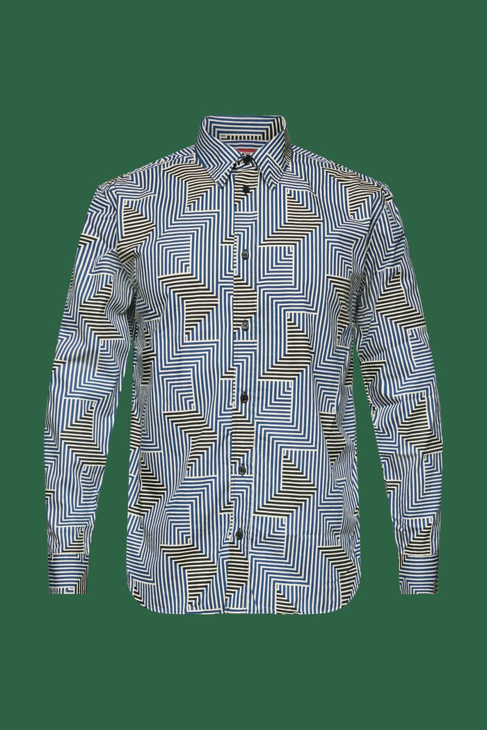 Skjorta med geometriskt tryck och normal passform, BRIGHT BLUE, detail image number 5