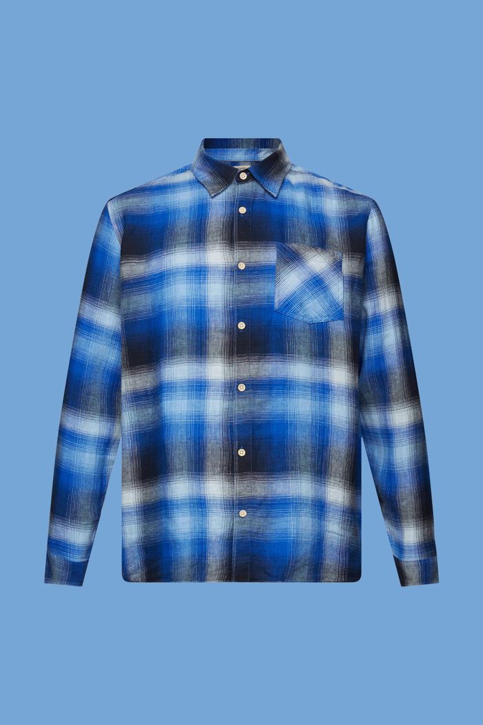 Skotskrutig skjorta i mix av bomull och hampa, BLUE, detail image number 6