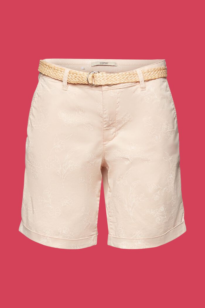 Mönstrade shorts med flätat raffia-skärp, PASTEL PINK, detail image number 7
