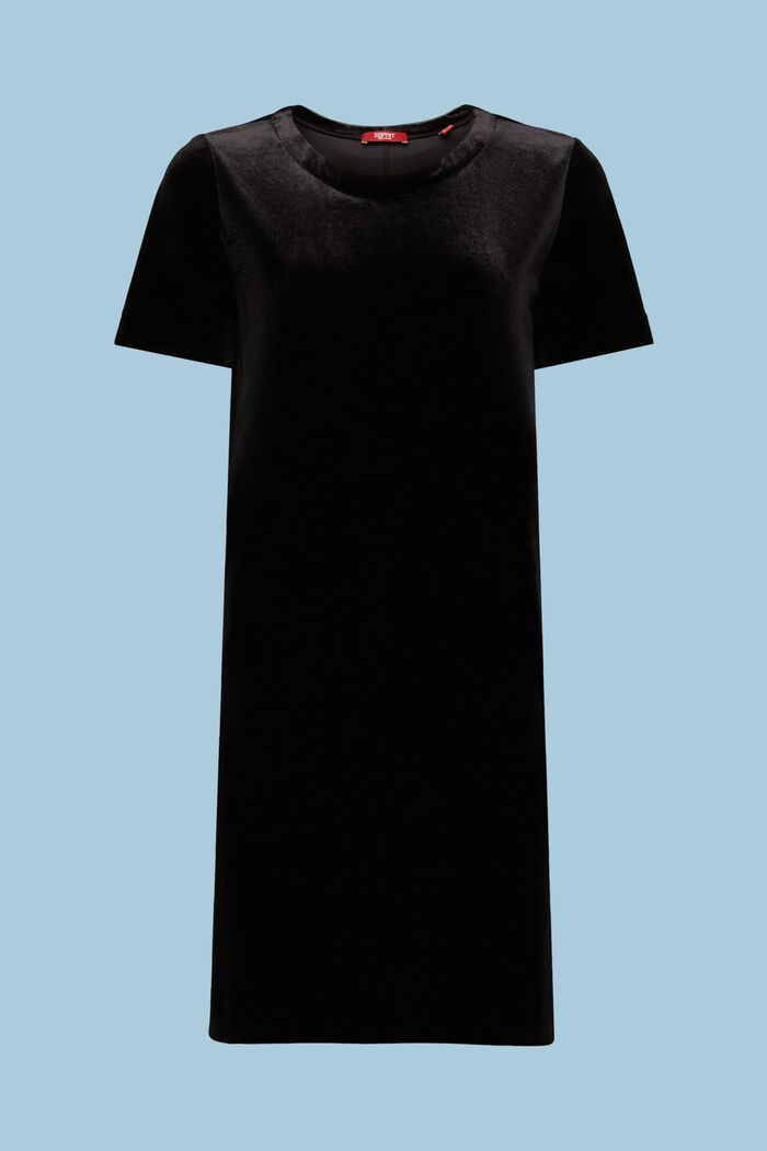 Kortärmad midiklänning i sammet, BLACK, detail image number 6