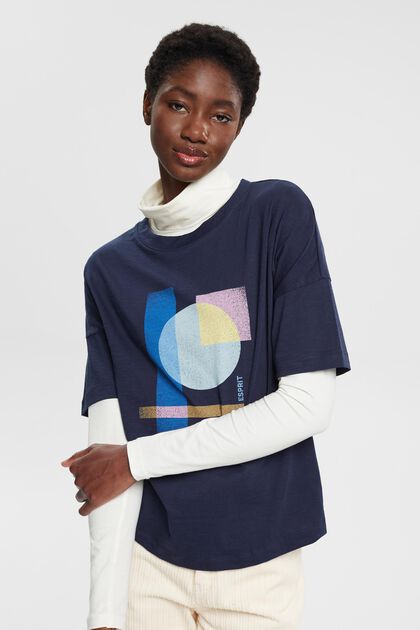 Bomulls-T-shirt med geometriskt mönster