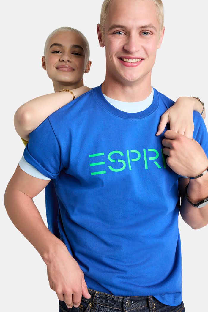 T-shirt i bomullsjersey med logo, unisexmodell, BRIGHT BLUE, detail image number 0