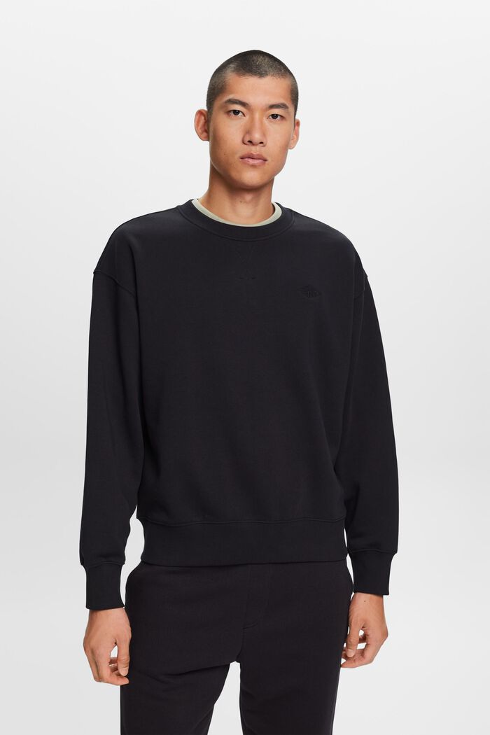 Sweatshirt med logobroderi, BLACK, detail image number 2