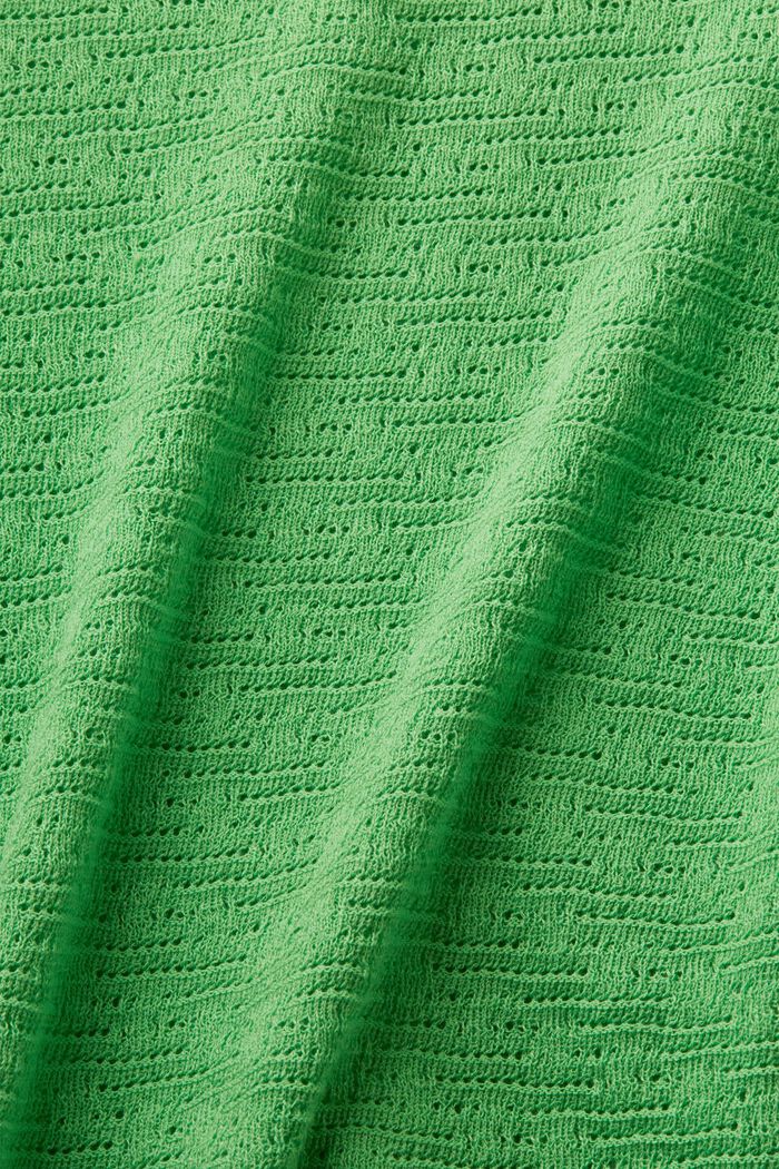 Kortärmad tröja i pointelle-design, CITRUS GREEN, detail image number 4