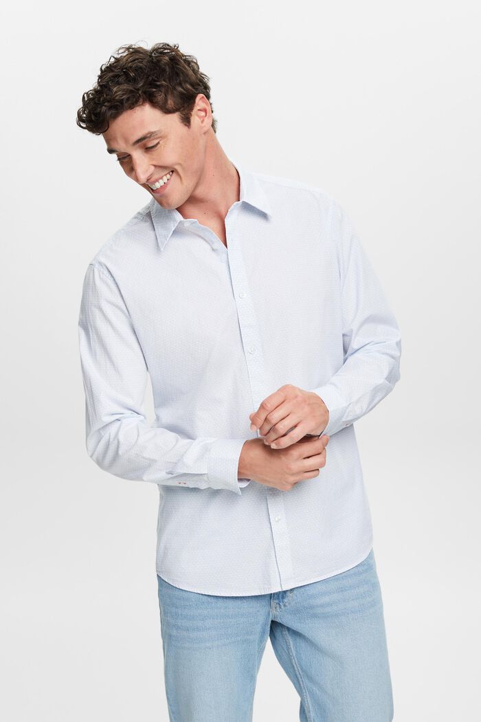 Helmönstrad skjorta med smal passform, WHITE, detail image number 0