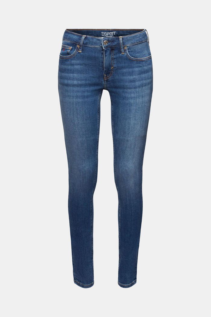 Skinny-jeans med mellanhög midja, BLUE MEDIUM WASHED, detail image number 7