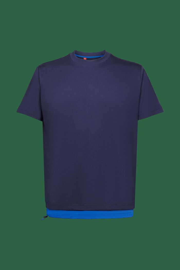 T-shirt i bomullsjersey med dragsko, DARK BLUE, detail image number 5