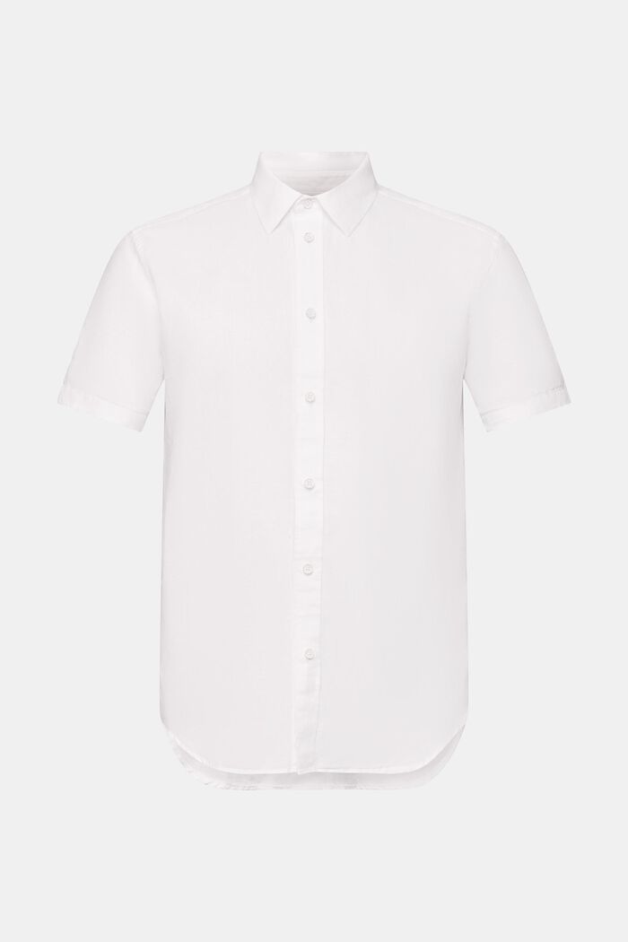 Kortärmad skjorta av linne-bomullsmix, WHITE, detail image number 6