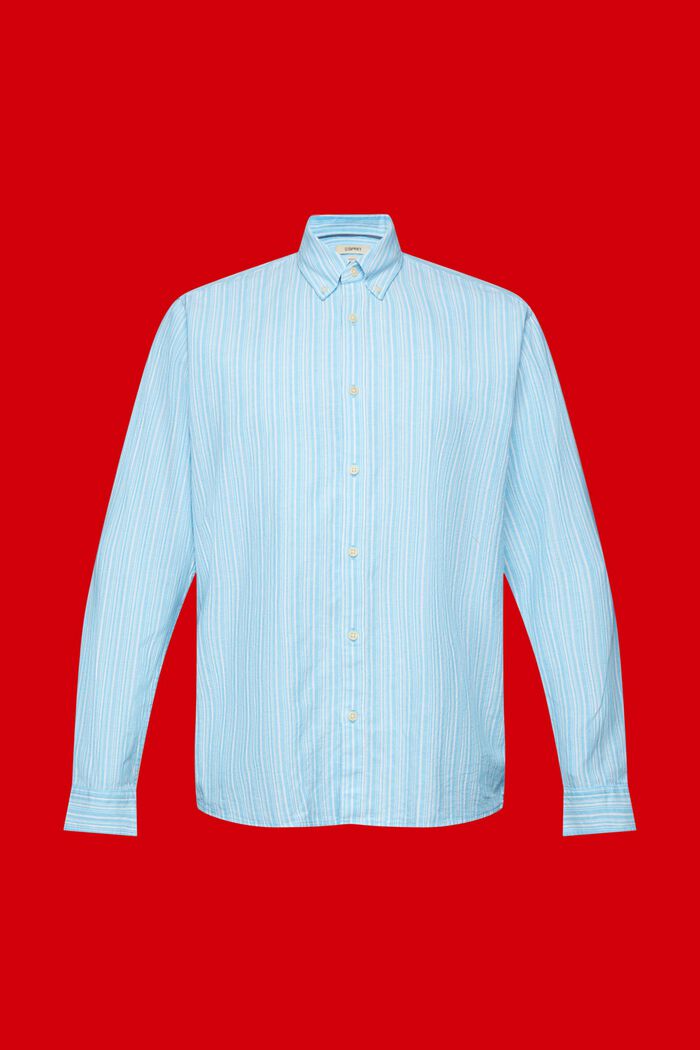 Randig skjorta med linne, TURQUOISE, detail image number 5