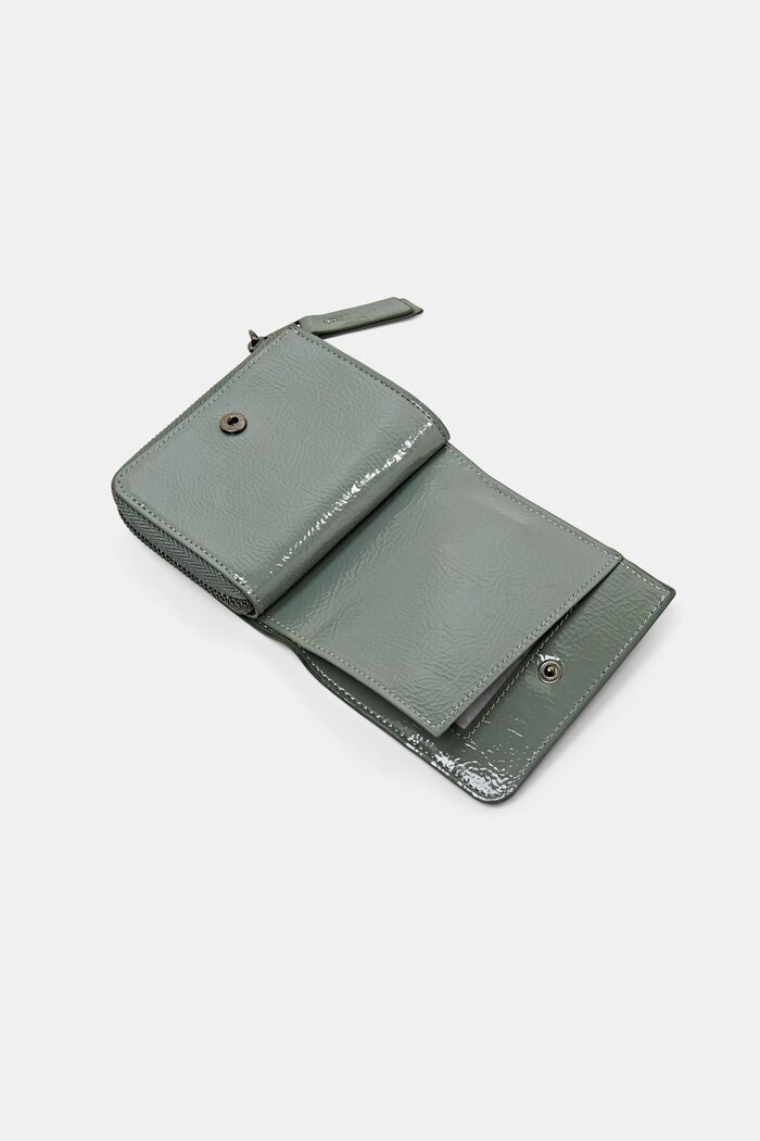 Liten plånbok i konstläder, DUSTY GREEN, detail image number 1