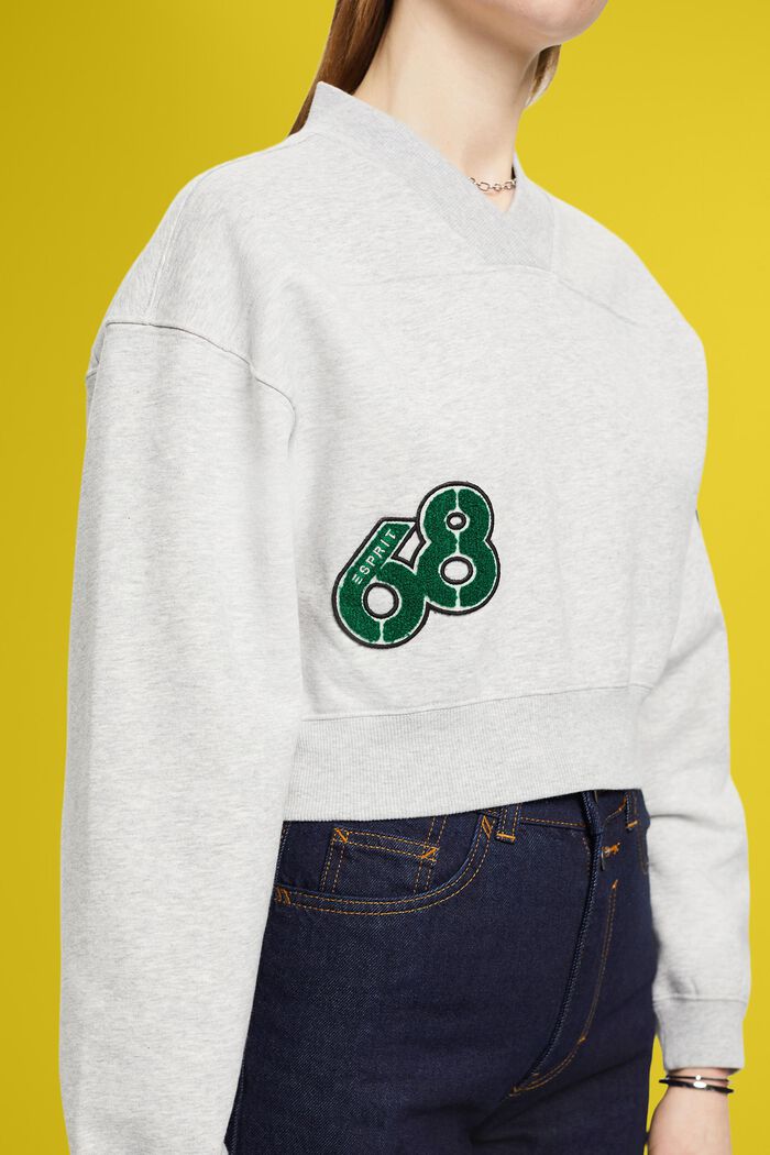 Kortare sweatshirt i collegemodell, LIGHT GREY, detail image number 2