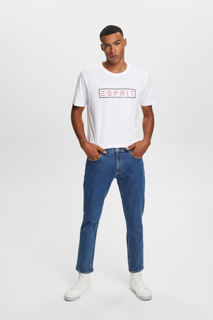 Jersey-T-shirt med logo, 100% bomull, WHITE, detail image number 4