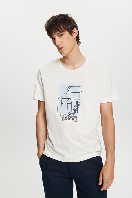 T-shirt med tryck fram, 100% bomull
