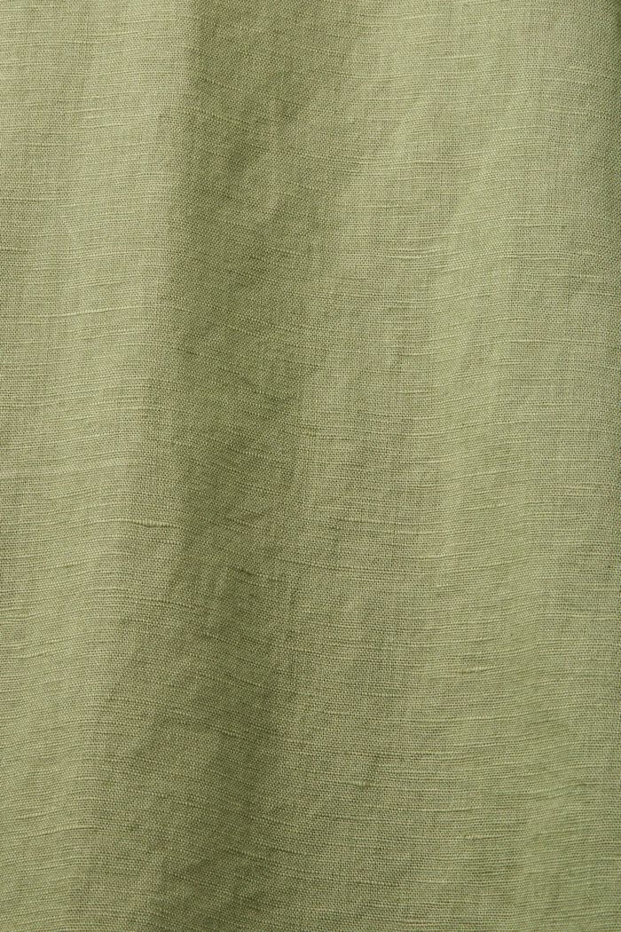 Kortärmad skjorta i mix av linne och bomull, LIGHT KHAKI, detail image number 6