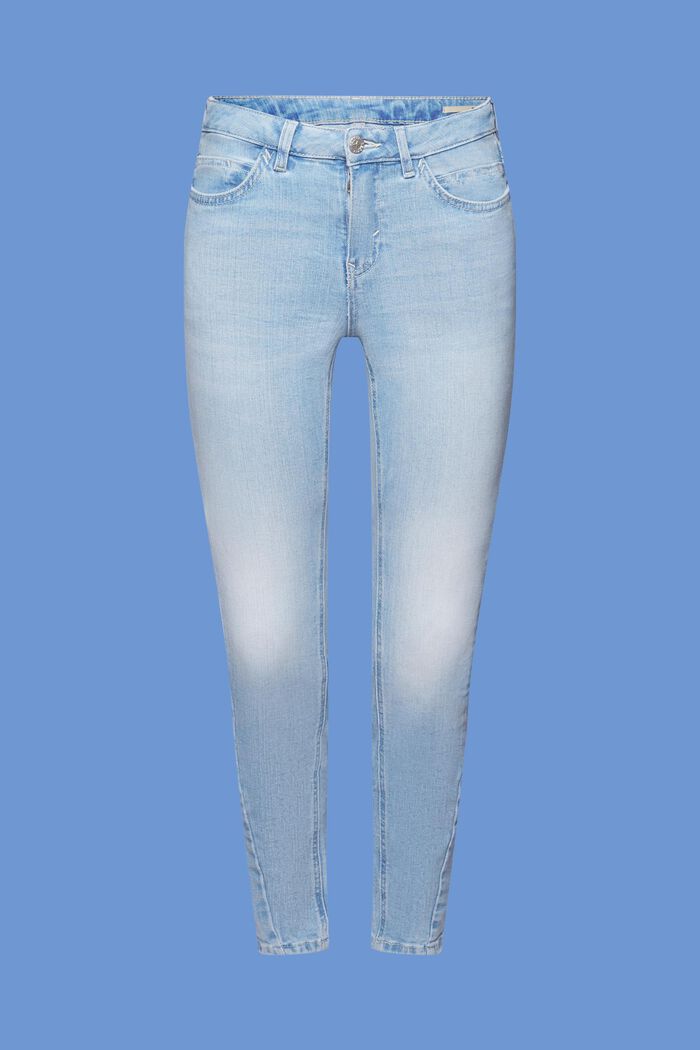 Smala jeans med medelhög midja, BLUE BLEACHED, detail image number 6