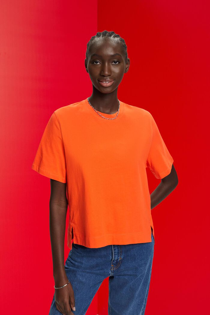 T-shirt i bomull, ORANGE RED, detail image number 0